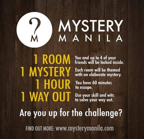 mystery manila price|Mystery Manila: 1 Room, 1 Mystery, 1 Hour, 1 Way Out.